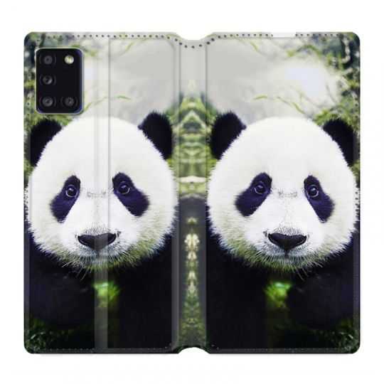 Housse cuir portefeuille pour Samsung Galaxy A31 Panda Color