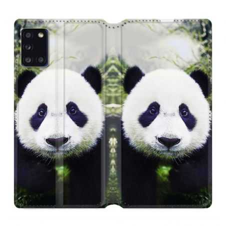 Housse cuir portefeuille pour Samsung Galaxy A31 Panda Color