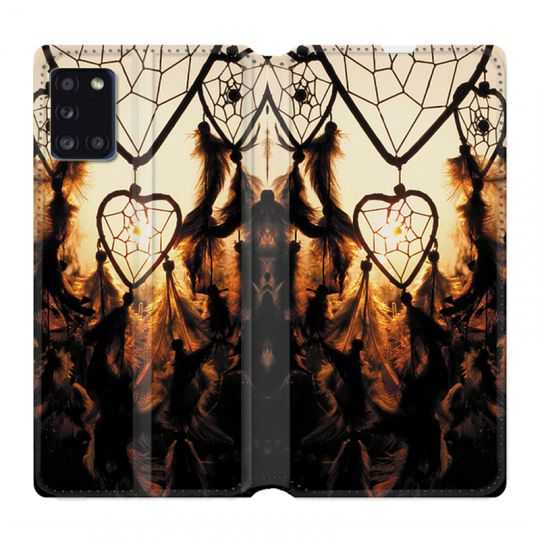 Housse cuir portefeuille pour Samsung Galaxy A31 Attrape Reve Noir