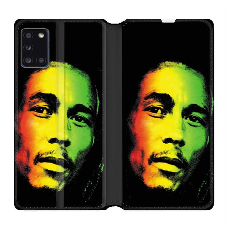 Housse cuir portefeuille pour Samsung Galaxy A31 Bob Marley 2