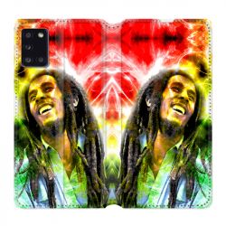 Housse cuir portefeuille pour Samsung Galaxy A31 Bob Marley Color
