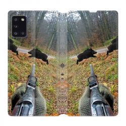 Housse cuir portefeuille pour Samsung Galaxy A31 Chasse Vision Tir