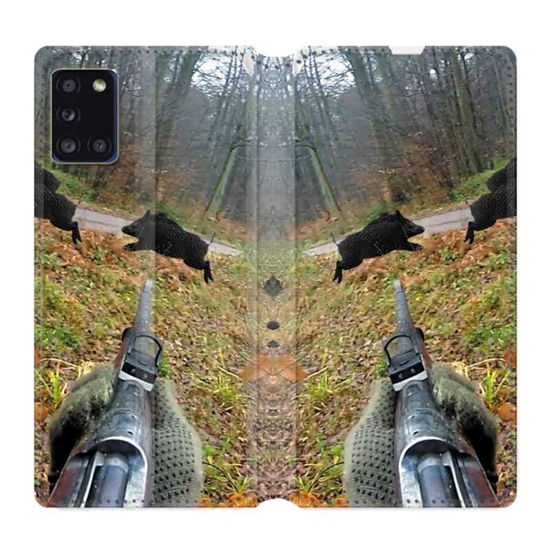 Housse cuir portefeuille pour Samsung Galaxy A31 Chasse Vision Tir