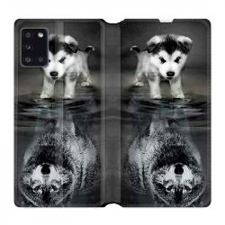 Housse cuir portefeuille pour Samsung Galaxy A31 Chien Reflet