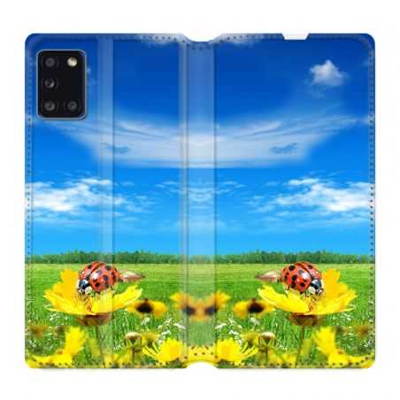 Housse cuir portefeuille pour Samsung Galaxy A31 Coccinelle