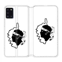 Housse cuir portefeuille pour Samsung Galaxy A31 Corse Blanc
