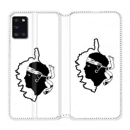 Housse cuir portefeuille pour Samsung Galaxy A31 Corse Blanc