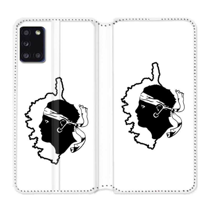Housse cuir portefeuille pour Samsung Galaxy A31 Corse Blanc