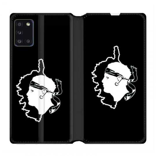 Housse cuir portefeuille pour Samsung Galaxy A31 Corse Noir