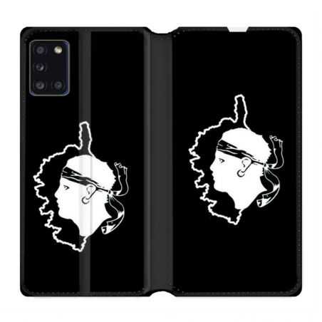 Housse cuir portefeuille pour Samsung Galaxy A31 Corse Noir