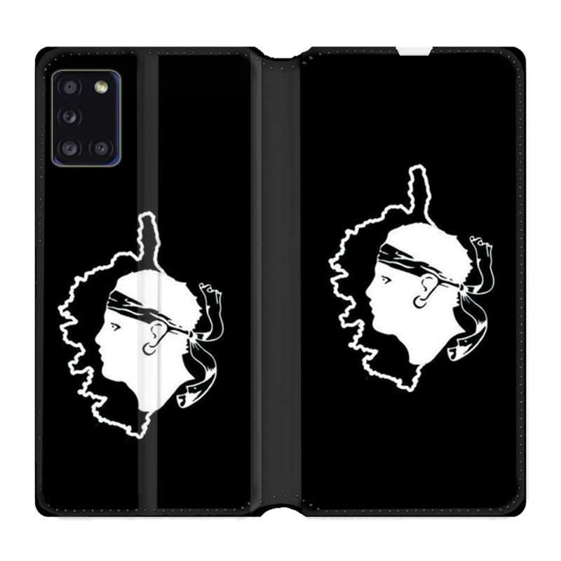 Housse cuir portefeuille pour Samsung Galaxy A31 Corse Noir