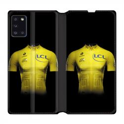 Housse cuir portefeuille pour Samsung Galaxy A31 Cyclisme Maillot Jaune