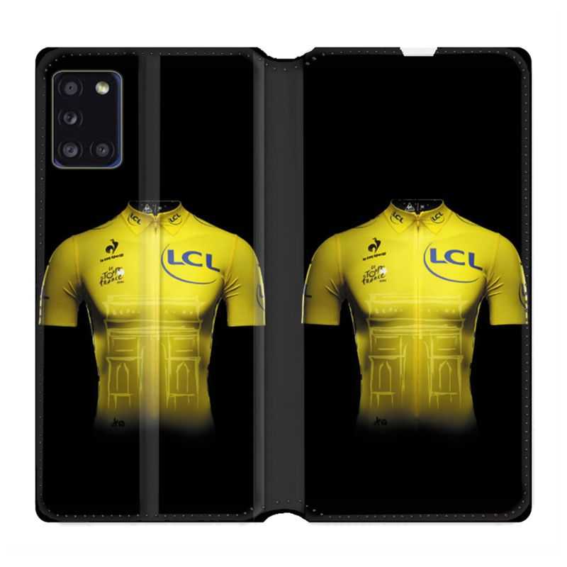 Housse cuir portefeuille pour Samsung Galaxy A31 Cyclisme Maillot Jaune