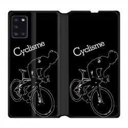 Housse cuir portefeuille pour Samsung Galaxy A31 Cyclisme Ombre Blanche
