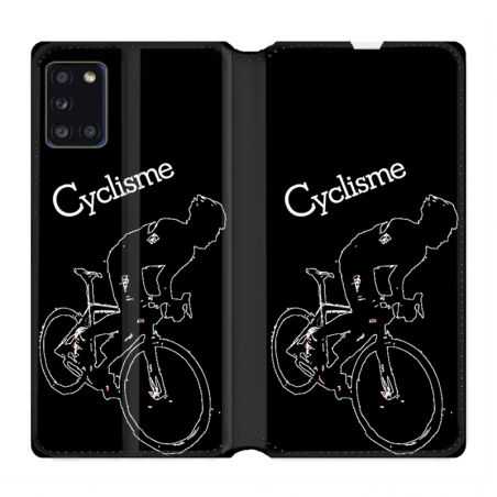 Housse cuir portefeuille pour Samsung Galaxy A31 Cyclisme Ombre Blanche
