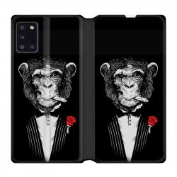 Housse cuir portefeuille pour Samsung Galaxy A31 Decale Singe Mafia