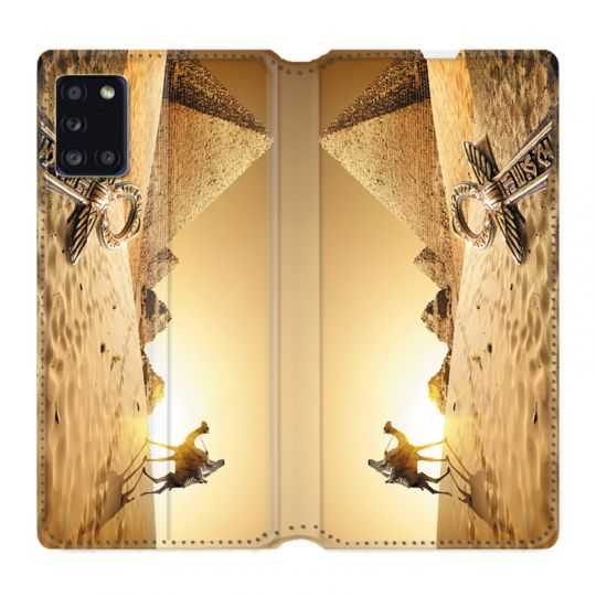 Housse cuir portefeuille pour Samsung Galaxy A31 Egypte Chameau
