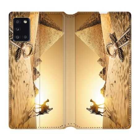 Housse cuir portefeuille pour Samsung Galaxy A31 Egypte Chameau
