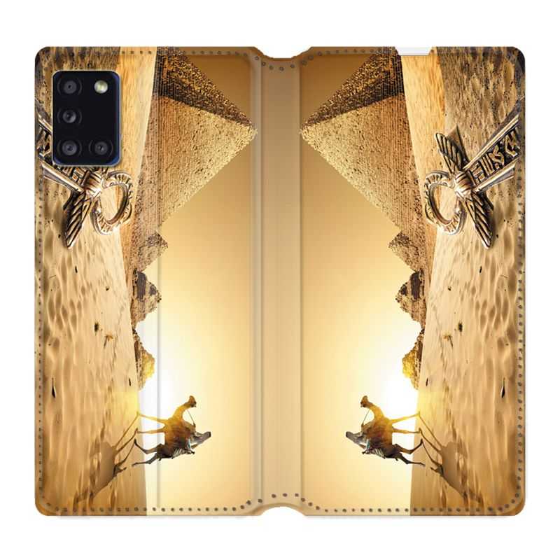 Housse cuir portefeuille pour Samsung Galaxy A31 Egypte Chameau