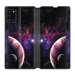 Housse cuir portefeuille pour Samsung Galaxy A31 Planete Rouge