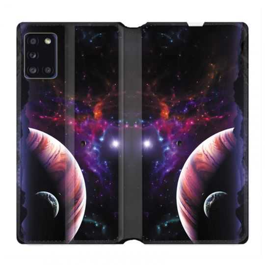 Housse cuir portefeuille pour Samsung Galaxy A31 Planete Rouge