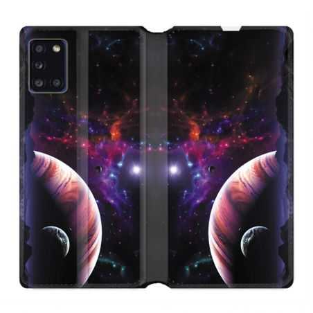 Housse cuir portefeuille pour Samsung Galaxy A31 Planete Rouge