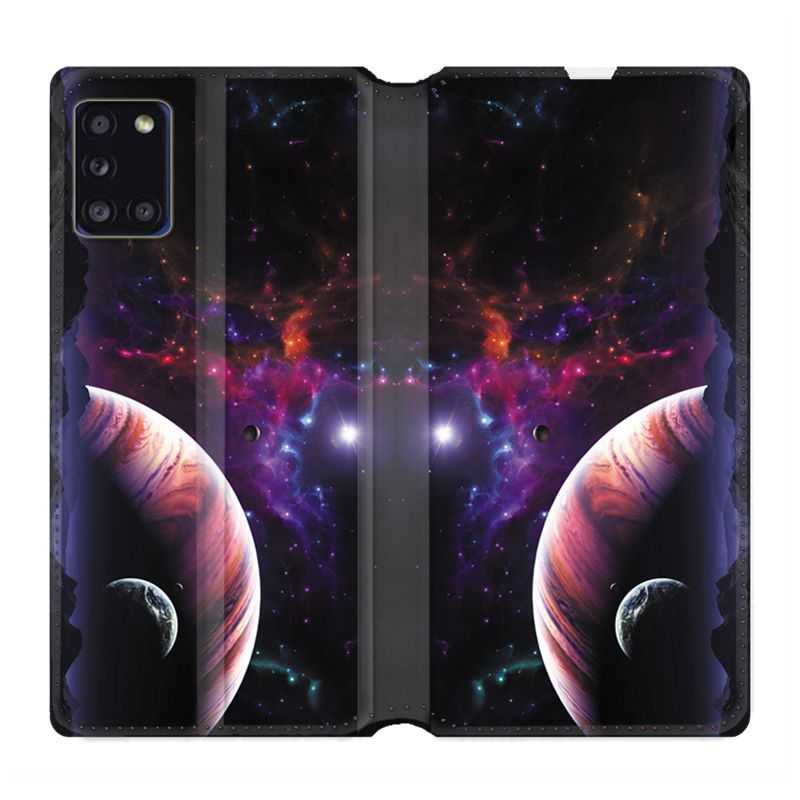 Housse cuir portefeuille pour Samsung Galaxy A31 Planete Rouge