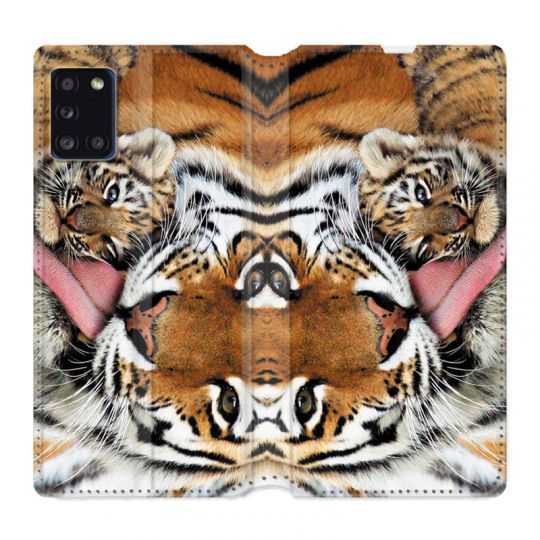 Housse cuir portefeuille pour Samsung Galaxy A31 Bebe Tigre