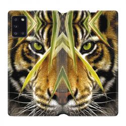 Housse cuir portefeuille pour Samsung Galaxy A31 Oeil Tigre