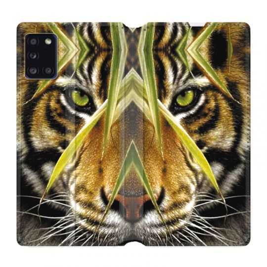 Housse cuir portefeuille pour Samsung Galaxy A31 Oeil Tigre