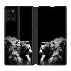Housse cuir portefeuille pour Samsung Galaxy A31 Roi Lion