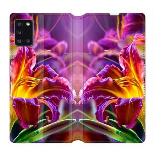 Housse cuir portefeuille pour Samsung Galaxy A31 Fleur Lys Color