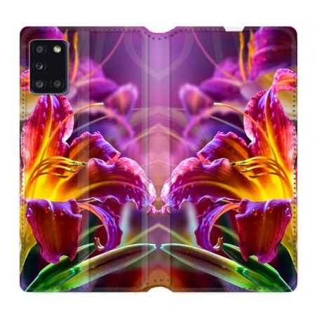 Housse cuir portefeuille pour Samsung Galaxy A31 Fleur Lys Color