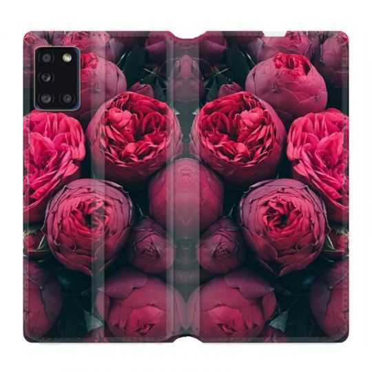 Housse cuir portefeuille pour Samsung Galaxy A31 Fleur Pivoine