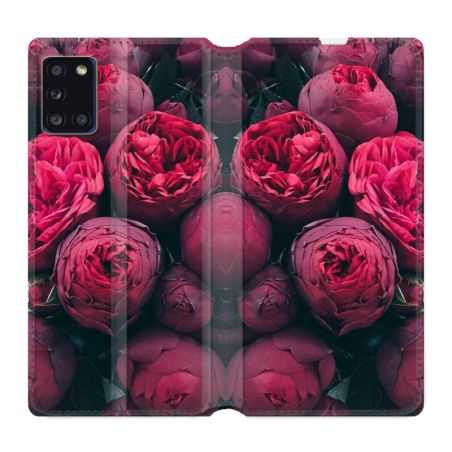 Housse cuir portefeuille pour Samsung Galaxy A31 Fleur Pivoine