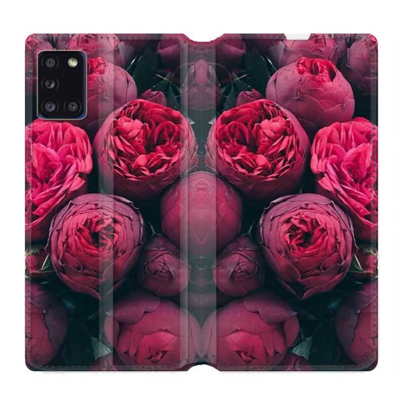 Housse cuir portefeuille pour Samsung Galaxy A31 Fleur Pivoine