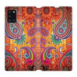Housse cuir portefeuille pour Samsung Galaxy A31 Fleur Psychedelic