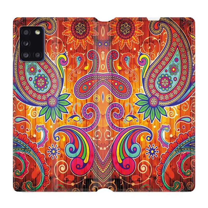 Housse cuir portefeuille pour Samsung Galaxy A31 Fleur Psychedelic