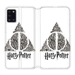 Housse cuir portefeuille pour Samsung Galaxy A31 WB License Harry Potter Triangle Blanc