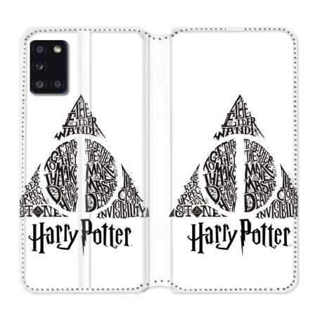 Housse cuir portefeuille pour Samsung Galaxy A31 WB License Harry Potter Triangle Blanc