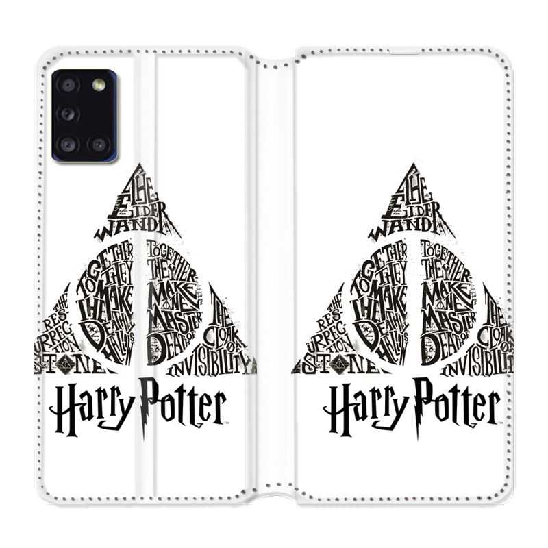 Housse cuir portefeuille pour Samsung Galaxy A31 WB License Harry Potter Triangle Blanc