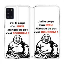Housse cuir portefeuille pour Samsung Galaxy A31 Humour Bouddha