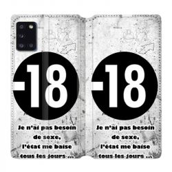 Housse cuir portefeuille pour Samsung Galaxy A31 Humour 18 Ans