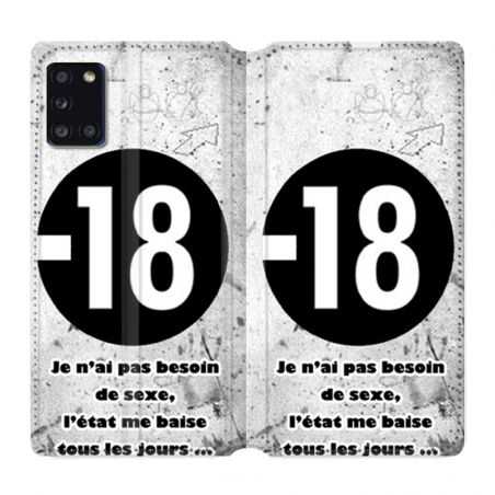 Housse cuir portefeuille pour Samsung Galaxy A31 Humour 18 Ans