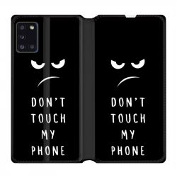 Housse cuir portefeuille pour Samsung Galaxy A31 Humour Don't Touch