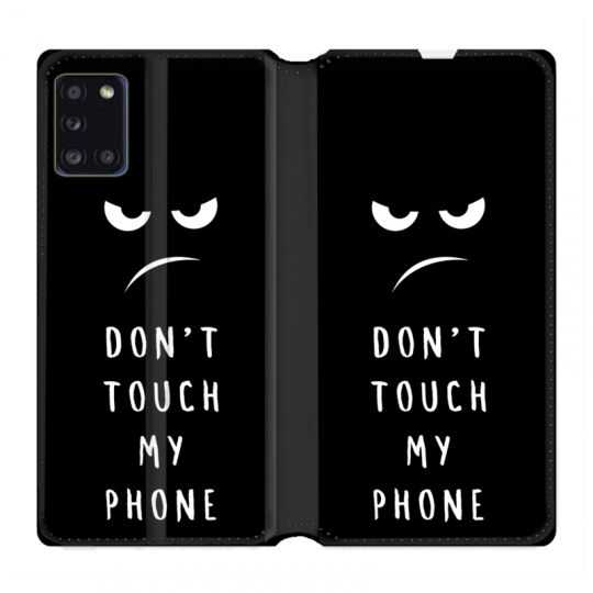 Housse cuir portefeuille pour Samsung Galaxy A31 Humour Don't Touch