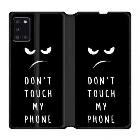 Housse cuir portefeuille pour Samsung Galaxy A31 Humour Don't Touch
