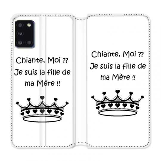 Housse cuir portefeuille pour Samsung Galaxy A31 Humour Moi Chiante