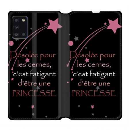 Housse cuir portefeuille pour Samsung Galaxy A31 Humour Princesse