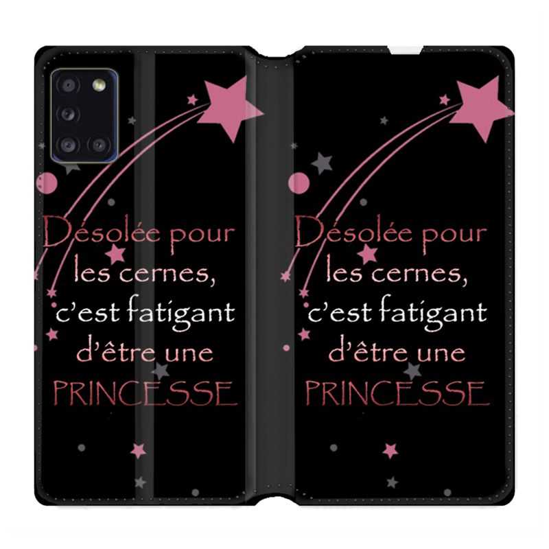 Housse cuir portefeuille pour Samsung Galaxy A31 Humour Princesse